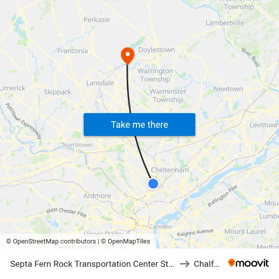 Septa Fern Rock Transportation Center Station to Chalfont map