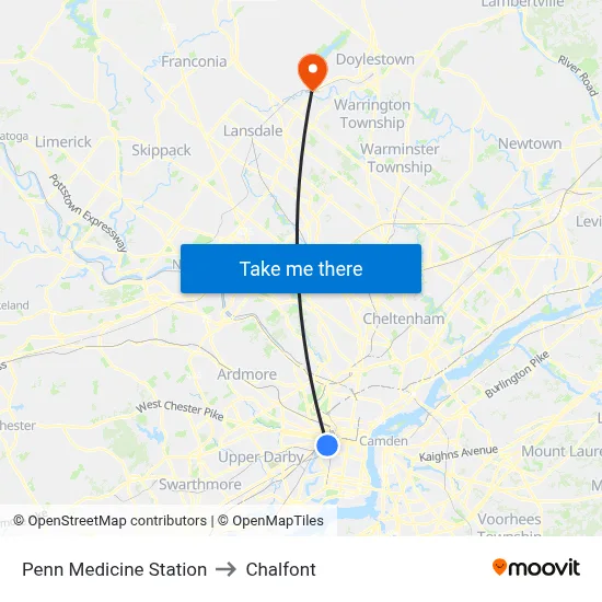Penn Medicine Station to Chalfont map