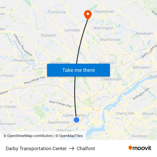 Darby Transportation Center to Chalfont map