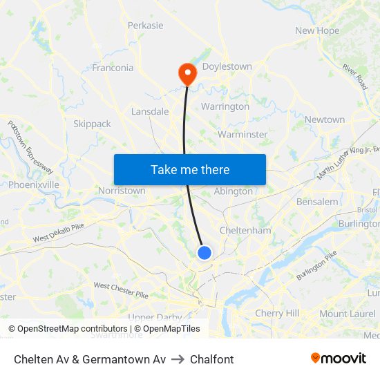Chelten Av & Germantown Av to Chalfont map