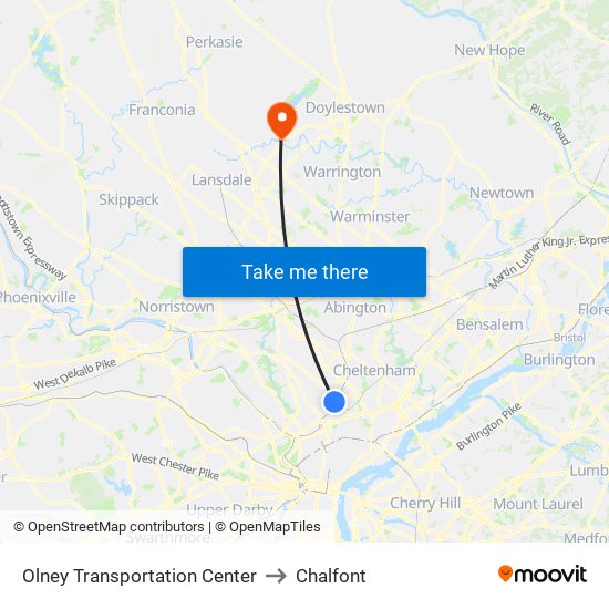 Olney Transportation Center to Chalfont map