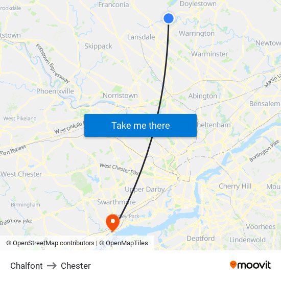 Chalfont to Chester map