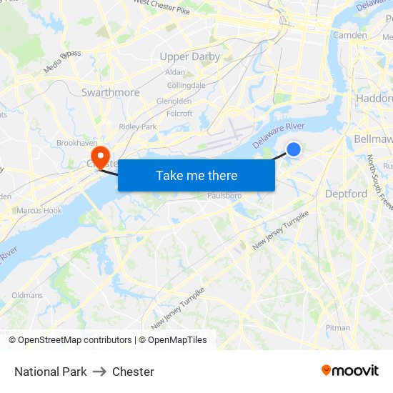 National Park to Chester map