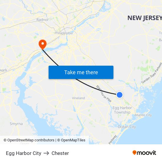 Egg Harbor City to Chester map