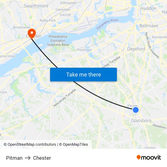 Pitman to Chester map