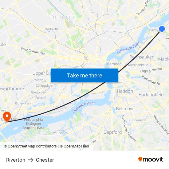 Riverton to Chester map