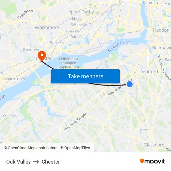 Oak Valley to Chester map