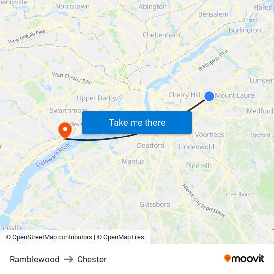 Ramblewood to Chester map