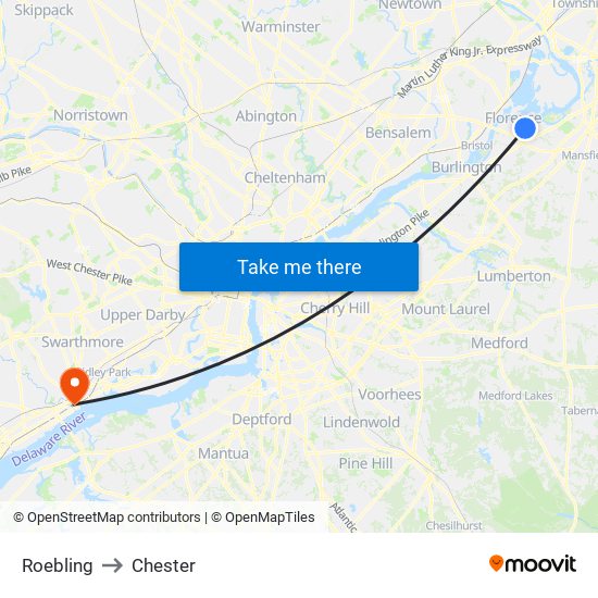 Roebling to Chester map