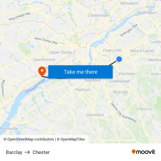 Barclay to Chester map