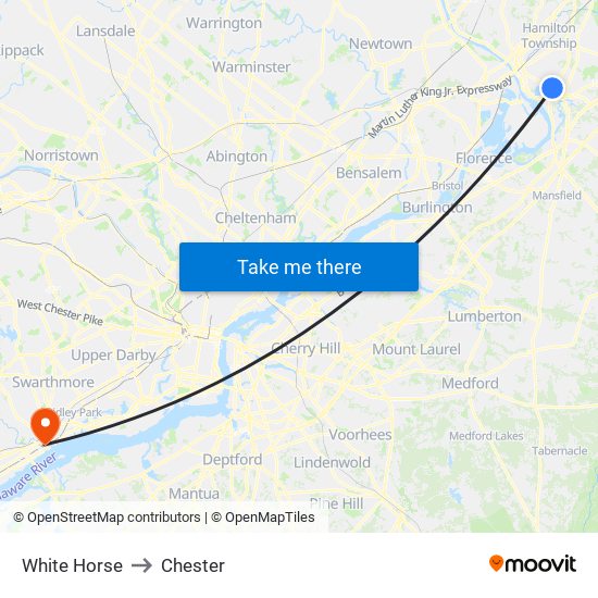 White Horse to Chester map