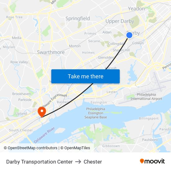 Darby Transportation Center to Chester map