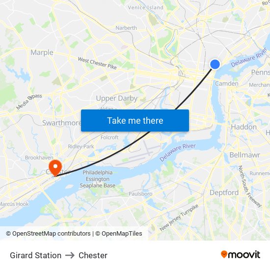 Girard Station to Chester map