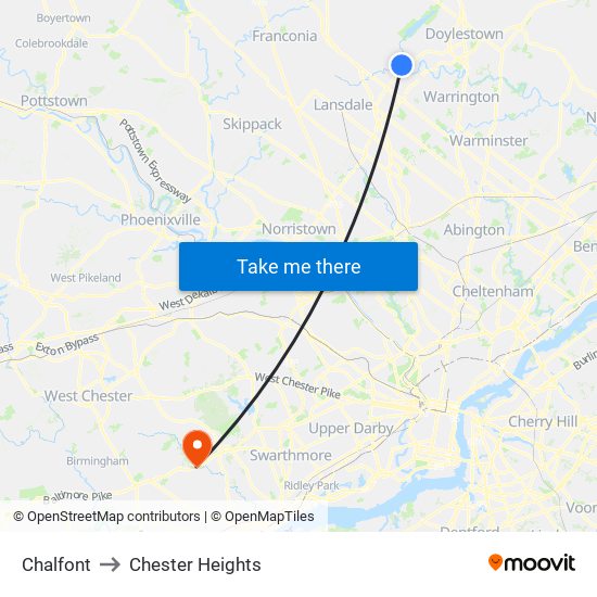 Chalfont to Chester Heights map