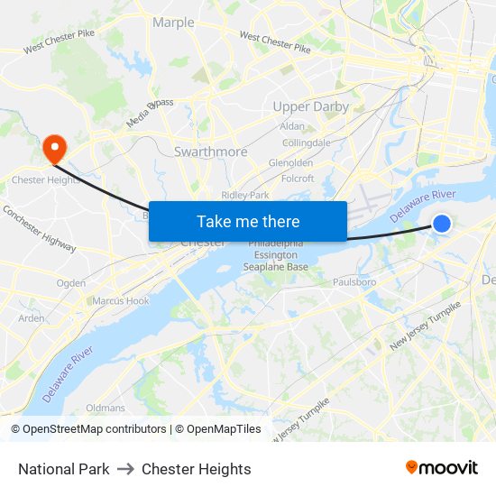 National Park to Chester Heights map