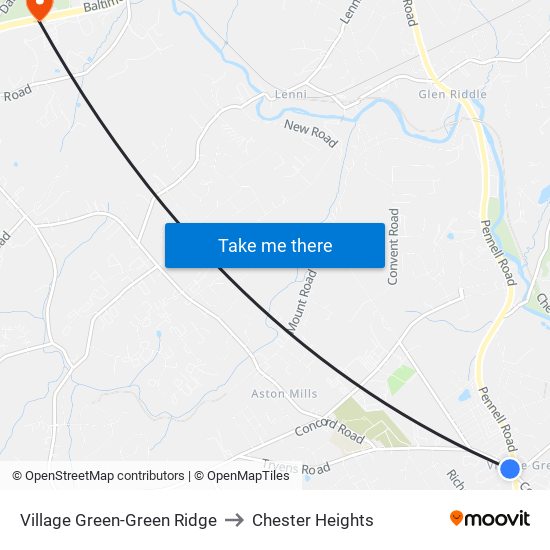 Village Green-Green Ridge to Chester Heights map