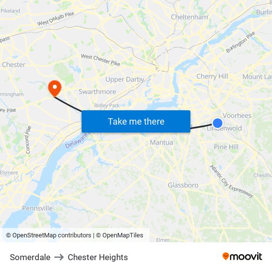 Somerdale to Chester Heights map