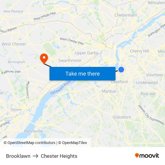 Brooklawn to Chester Heights map