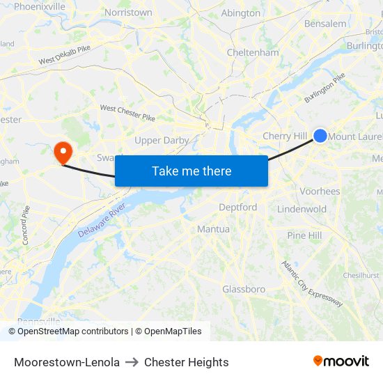Moorestown-Lenola to Chester Heights map