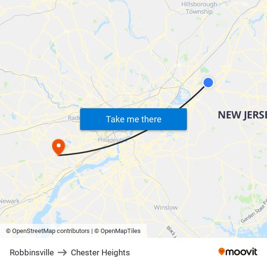 Robbinsville to Chester Heights map