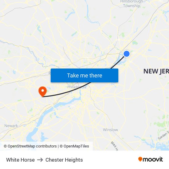 White Horse to Chester Heights map