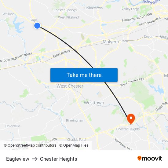 Eagleview to Chester Heights map