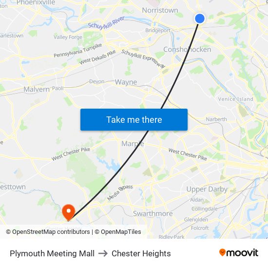 Plymouth Meeting Mall to Chester Heights map