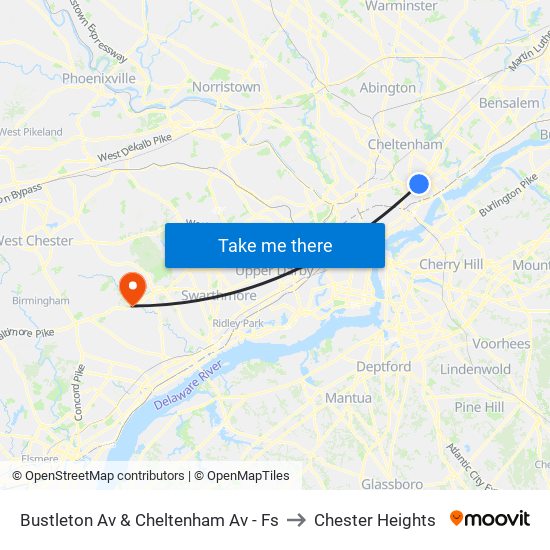 Bustleton Av & Cheltenham Av - Fs to Chester Heights map