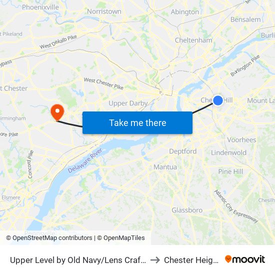 Upper Level by Old Navy/Lens Crafters to Chester Heights map