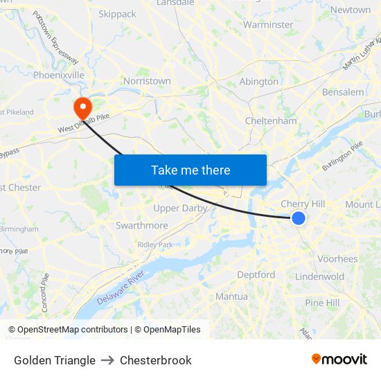 Golden Triangle to Chesterbrook map