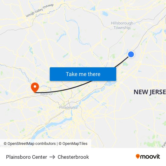 Plainsboro Center to Chesterbrook map