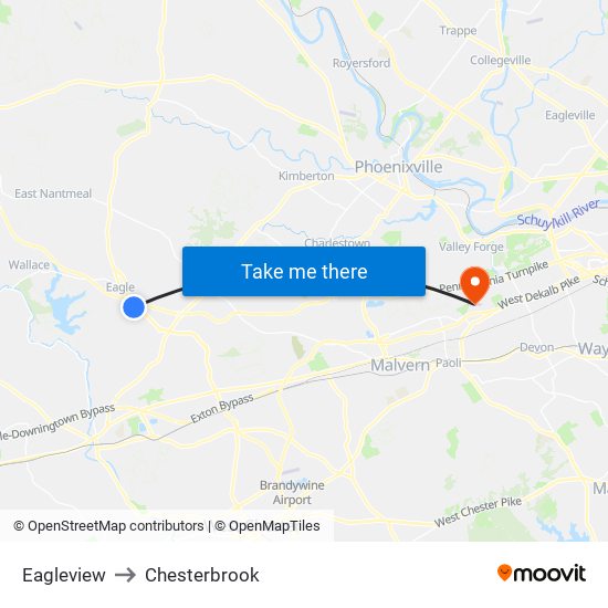 Eagleview to Chesterbrook map