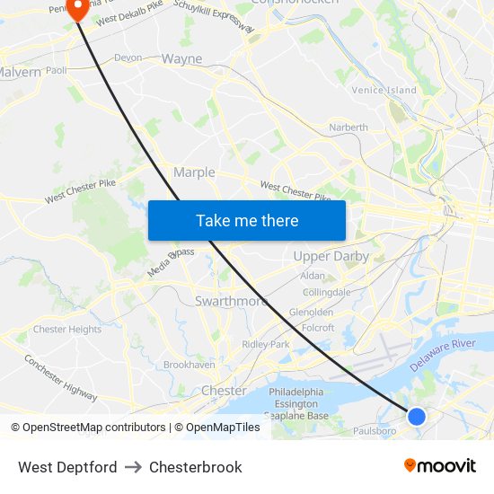 West Deptford to Chesterbrook map