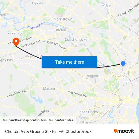 Chelten Av & Greene St - Fs to Chesterbrook map