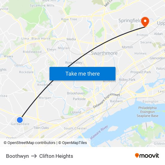 Boothwyn to Clifton Heights map