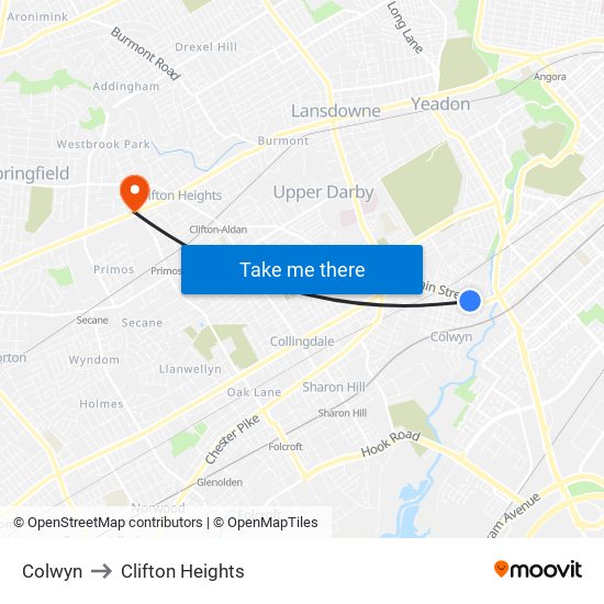Colwyn to Clifton Heights map