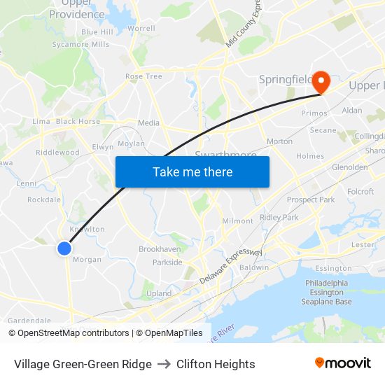 Village Green-Green Ridge to Clifton Heights map