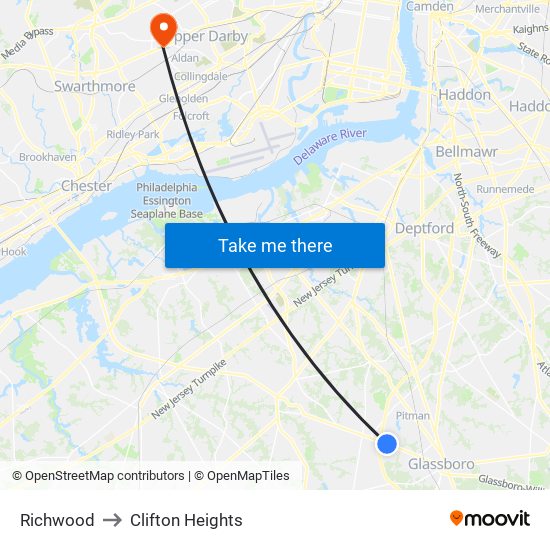 Richwood to Clifton Heights map