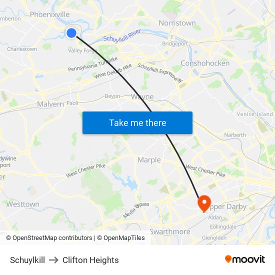 Schuylkill to Clifton Heights map