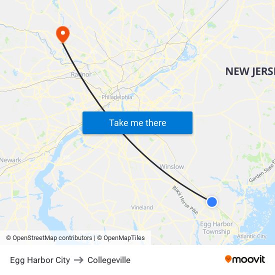 Egg Harbor City to Collegeville map