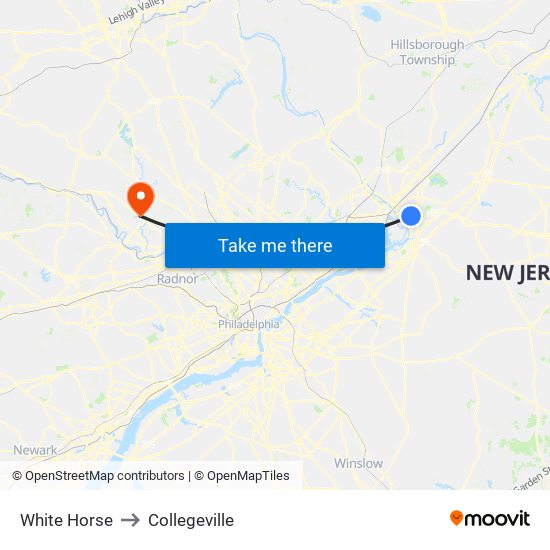 White Horse to Collegeville map