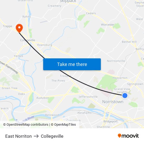 East Norriton to Collegeville map
