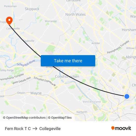 Fern Rock T C to Collegeville map