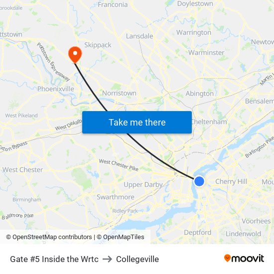 Gate #5 Inside the Wrtc to Collegeville map