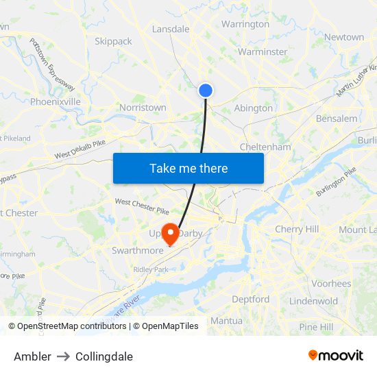 Ambler to Collingdale map