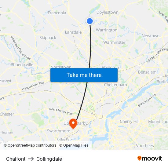 Chalfont to Collingdale map