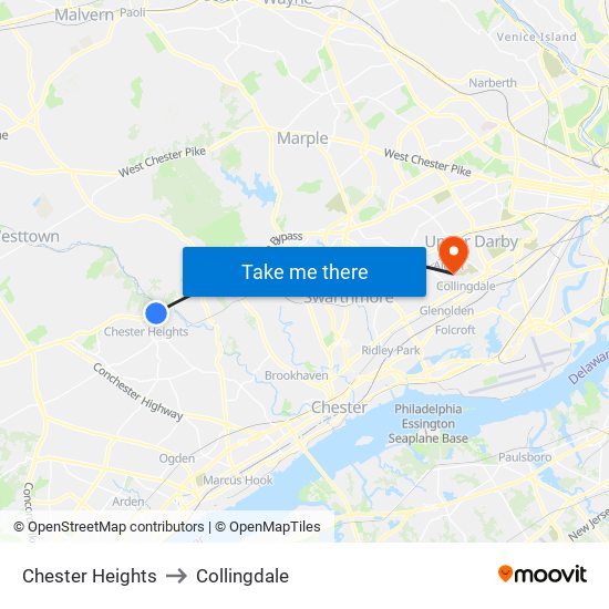 Chester Heights to Collingdale map