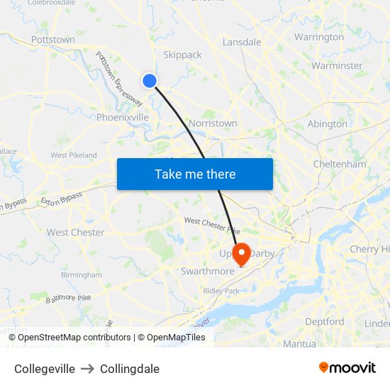 Collegeville to Collingdale map