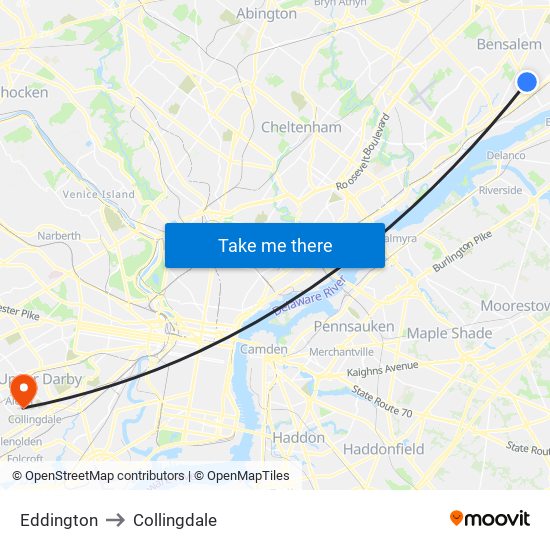 Eddington to Collingdale map