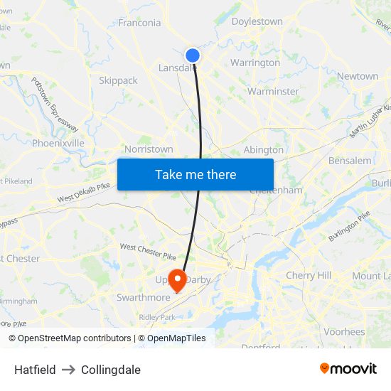 Hatfield to Collingdale map